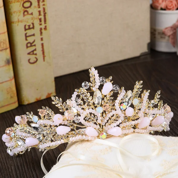 Luxury / Gorgeous Gold Metal Accessories 2018 Rhinestone Crystal Tiara