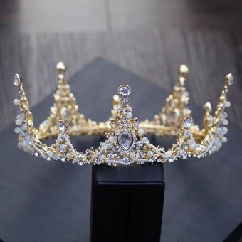 Luxury Gorgeous Gold Metal Accessories 2018 Crystal Rhinestone Beading Pearl Tiara Earrings Bridal Jewelry