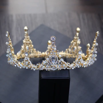 Lyx Guld Metall Tillbehör 2018 Kristall Rhinestone Beading Pärla Tiara Örhängen Brudsmycken