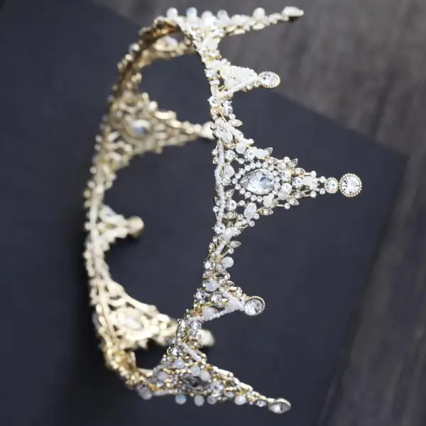 Luksusowe Złote Metal Akcesoria 2018 Kryształ Rhinestone Frezowanie Perła Tiara Kolczyki Biżuteria Ślubna