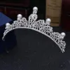 Modest / Simple Silver Tiara 2018 Metal Pearl Rhinestone Wedding Accessories