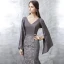 Élégant Gris Robe De Soirée 2017 Trompette / Sirène Train De Balayage Volants en Cascade V-Cou Manches Longues Dos Nu Bretelles croisées Dentelle Brodé Satin Ceinture Robe De Ceremonie