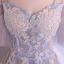Elegant Summer Silver Evening Dresses  2018 A-Line / Princess Spaghetti Straps Strapless Short Sleeve Appliques Lace Pearl Chapel Train Ruffle Backless Formal Dresses