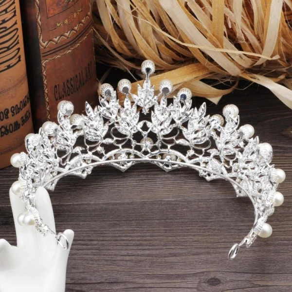 Sparkly Silver Metal Bridal Jewelry 2018 Pearl Rhinestone Earrings Necklace Tiara Accessories