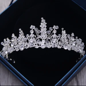 Glitter Zilveren Metaal Tiara 2018 Kristal Rhinestone Huwelijk Accessoires