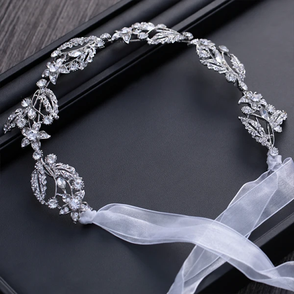 Fine Sølv Metall Tilbehør 2018 Rhinestone Snøre opp Hodepynt