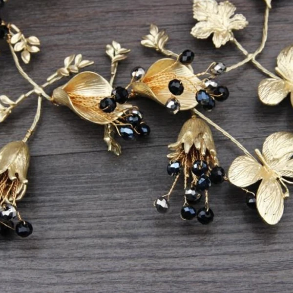 Modest / Simple Gold Metal Headpieces 2018 Butterfly Beading Accessories