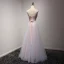 Modern / Fashion Blushing Pink Homecoming Graduation Dresses 2017 A-Line / Princess Floor-Length / Long Cascading Ruffles Scoop Neck Sleeveless Backless Appliques Flower Pearl Rhinestone Pierced Formal Dresses