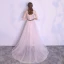 Modern / Fashion Summer Pearl Pink Spotted Evening Dresses  2018 A-Line / Princess V-Neck Spaghetti Straps Sleeveless Metal Sash Court Train Ruffle Backless Formal Dresses