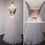 Modern / Fashion Blushing Pink Homecoming Graduation Dresses 2017 A-Line / Princess Floor-Length / Long Cascading Ruffles Scoop Neck Sleeveless Backless Appliques Flower Pearl Rhinestone Pierced Formal Dresses