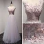 Modern / Fashion Blushing Pink Homecoming Graduation Dresses 2017 A-Line / Princess Floor-Length / Long Cascading Ruffles Scoop Neck Sleeveless Backless Appliques Flower Pearl Rhinestone Pierced Formal Dresses