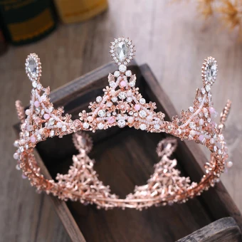 Fine Sukkertøyrosa Tilbehør 2018 Metall Beading Rhinestone Tiara