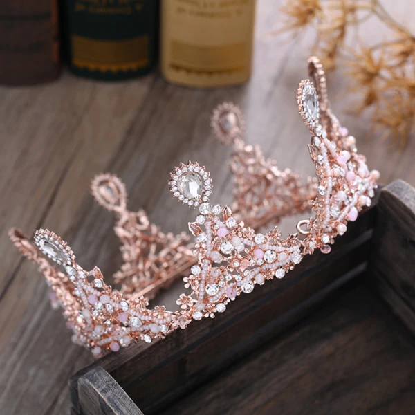 Fine Sukkertøyrosa Tilbehør 2018 Metall Beading Rhinestone Tiara