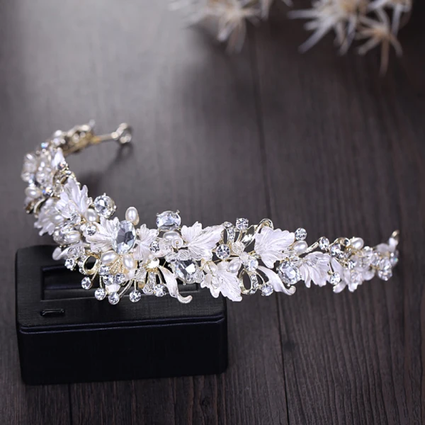 Unique Feuille Argenté Tiare 2018 Métal Cristal Perle Faux Diamant Accessorize
