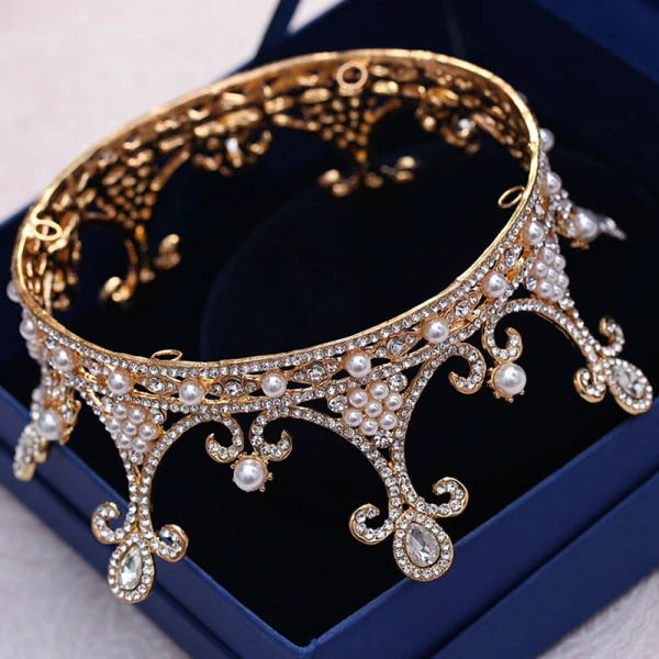 Vintage / Originale Doré Mariage Tiare 2018 Métal Perle Faux Diamant Accessorize