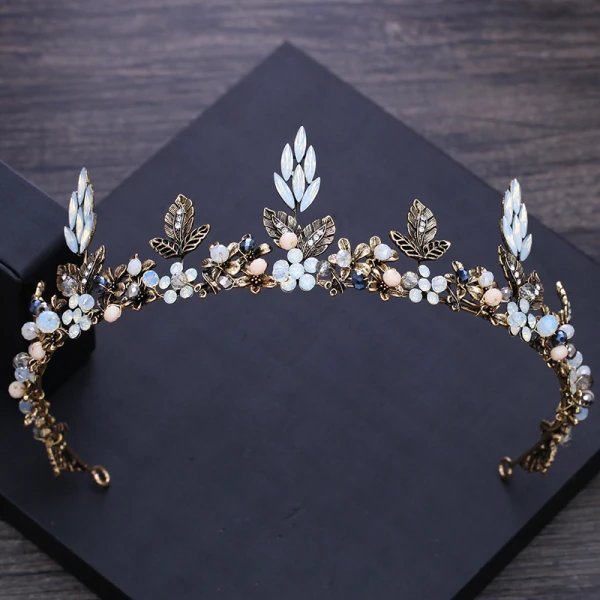 Vintage Barokowy Brązowy Tiara 2018 Metal Kryształ Rhinestone Akcesoria