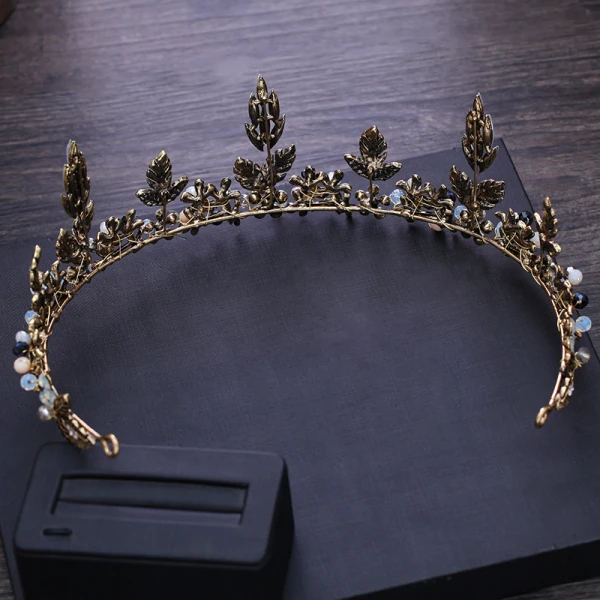 Vintage Barokowy Brązowy Tiara 2018 Metal Kryształ Rhinestone Akcesoria