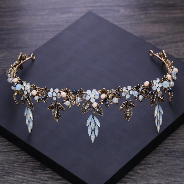 Vintage Barokowy Brązowy Tiara 2018 Metal Kryształ Rhinestone Akcesoria