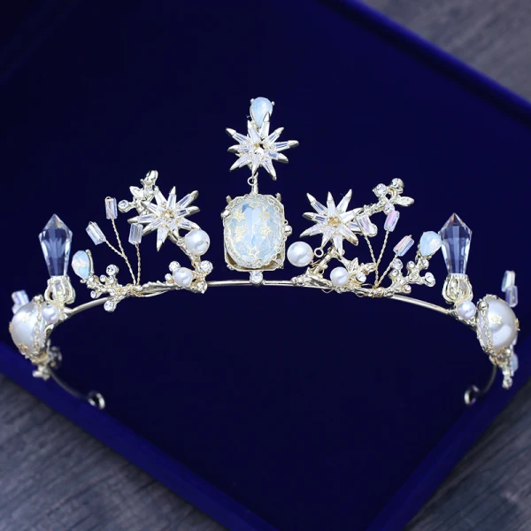 Modest / Simple Silver Metal Bridal Jewelry 2018 Crystal Pearl Rhinestone Tiara Tassel Earrings Wedding Accessories