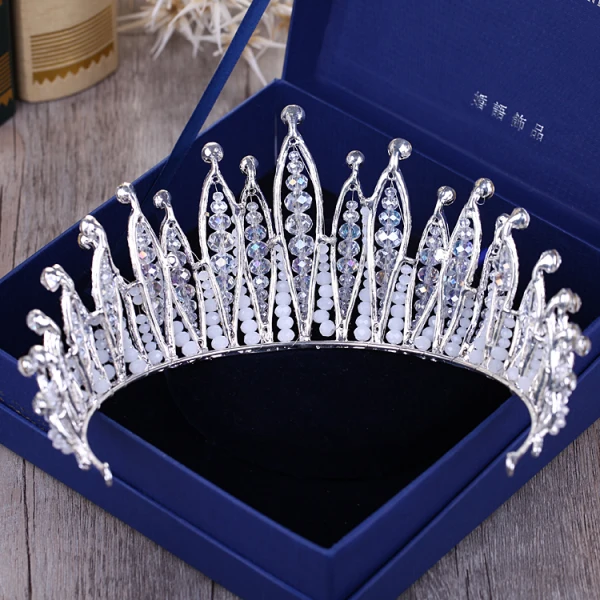 Luxury / Gorgeous Silver Tiara 2018 Metal Crystal Rhinestone Beading Accessories