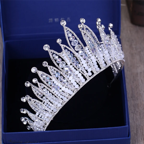 Luxury / Gorgeous Silver Tiara 2018 Metal Crystal Rhinestone Beading Accessories