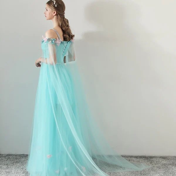 asymmetrical maxi dress with sleeves Elegant Royal Blue A-Line Prom Dress with Spaghetti Straps Satin Tiered  Skirt and Slit – misshow.com main image 1