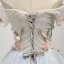Chic / Belle Bleu Ciel Robe De Fete 2017 Courte Robe Boule Volants en Cascade De l'épaule Manches Courtes Dos Nu Appliques Fleur Perlage Cristal Robe De Ceremonie