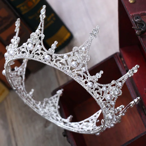 Enkel Sølv Tiara 2018 Metall Perle Rhinestone Tilbehør