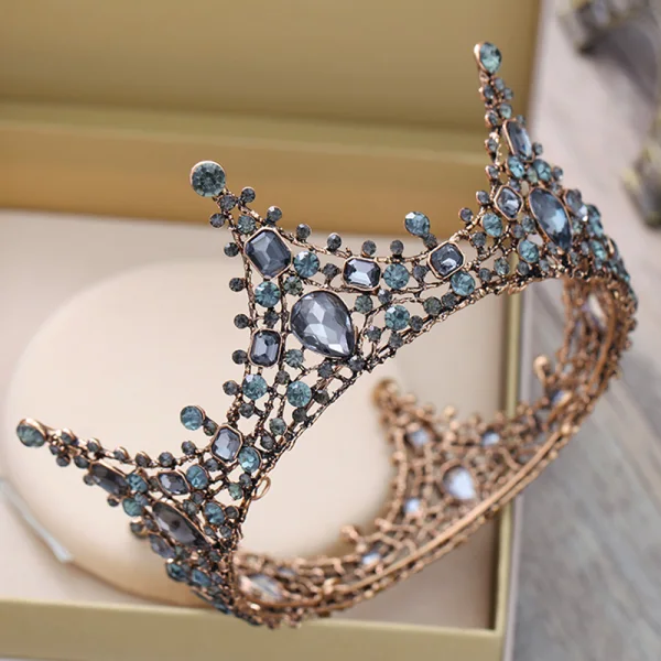 Vintage / Retro Baroque Black Gold Tiara 2018 Metal Rhinestone Accessories