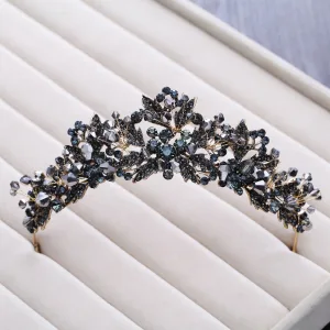 Vintage Barocke Schwarz Diadem 2018 Metall Kristall Strass Brautaccessoires