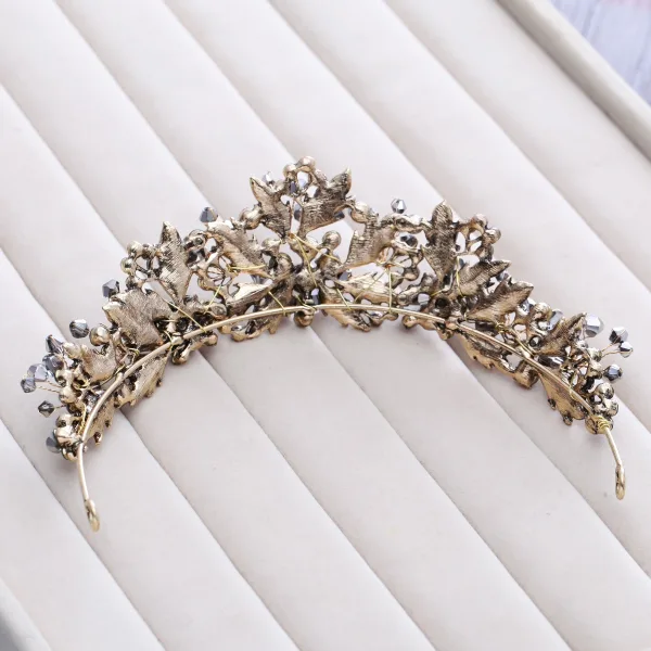 Vintage Barokowy Czarne Tiara 2018 Metal Kryształ Rhinestone Akcesoria