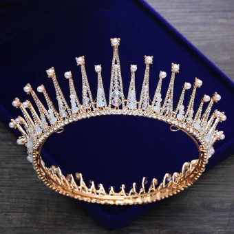 Luxury Gorgeous Gold Tiara 2018 Metal Beading Pearl Rhinestone Accessories