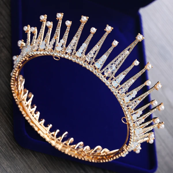 Luxury / Gorgeous Gold Tiara 2018 Metal Beading Pearl Rhinestone Accessories