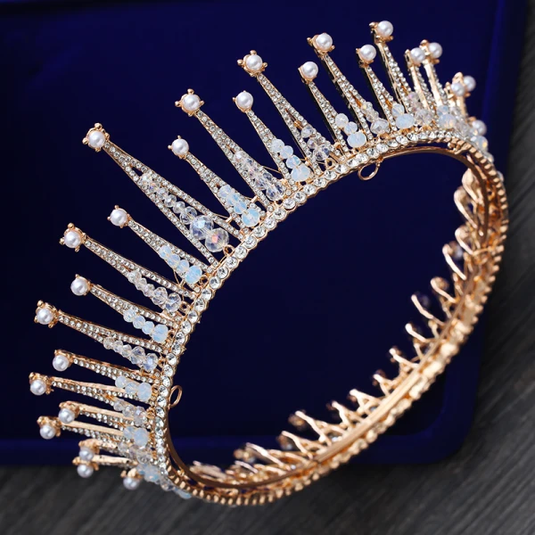Luxury / Gorgeous Gold Tiara 2018 Metal Beading Pearl Rhinestone Accessories