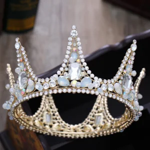 Snygga Fina Guld Tiara 2018 Metall Kristall Rhinestone Tillbehör