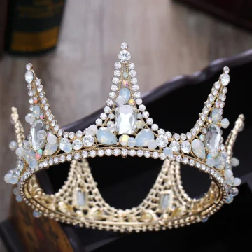 Piękne Złote Tiara 2018 Metal Kryształ Rhinestone Akcesoria