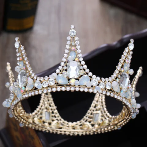 Schöne Gold Diadem 2018 Metall Kristall Strass Brautaccessoires