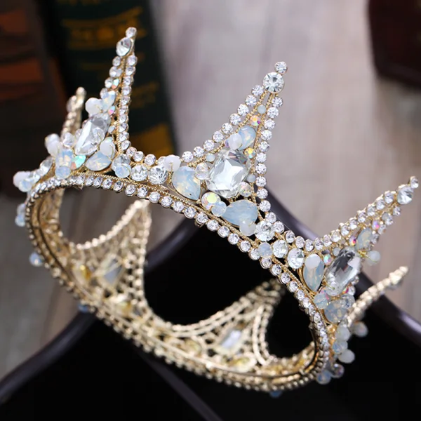 Chic / Beautiful Gold Tiara 2018 Metal Crystal Rhinestone Accessories