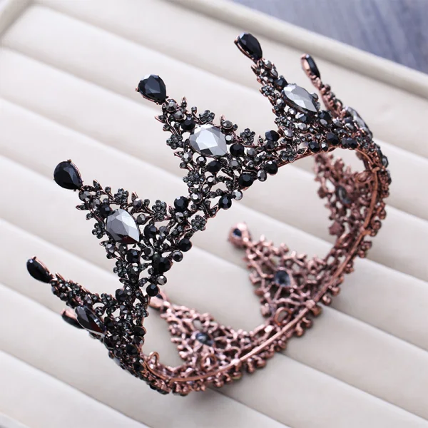 Vintage Barokowy Czarne Tiara 2018 Metal Rhinestone Akcesoria
