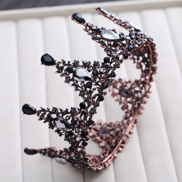 Vintage Barokowy Czarne Tiara 2018 Metal Rhinestone Akcesoria