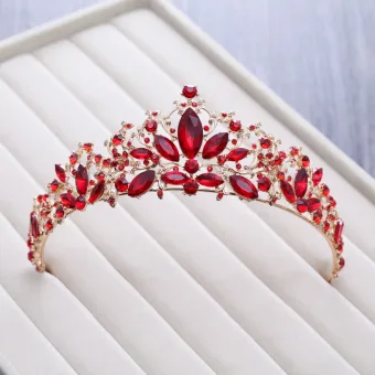 Fine Rød Rhinestone Tiara 2018 Metall Tilbehør