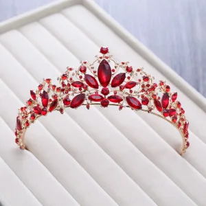 Piękne Czerwone Rhinestone Tiara 2018 Metal Akcesoria