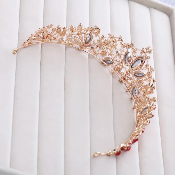 Piękne Czerwone Rhinestone Tiara 2018 Metal Akcesoria