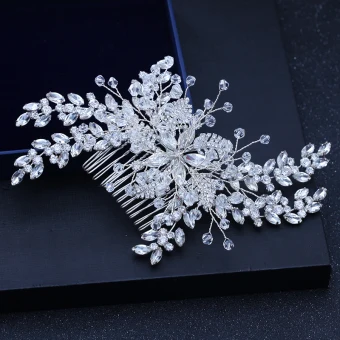 Fine Sølv Bryllup Hodepynt 2018 Metall Krystall Rhinestone Tilbehør