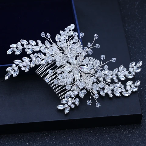 Schöne Silber Hochzeit Kopfschmuck 2018 Metall Kristall Strass Brautaccessoires