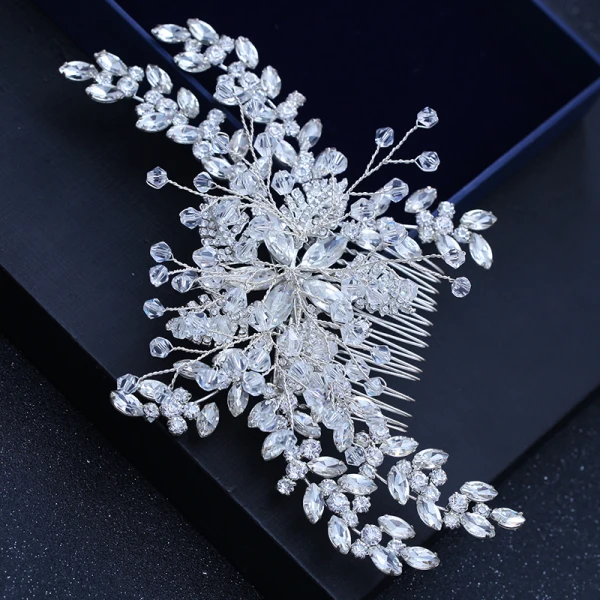 Fine Sølv Bryllup Hodepynt 2018 Metall Krystall Rhinestone Tilbehør