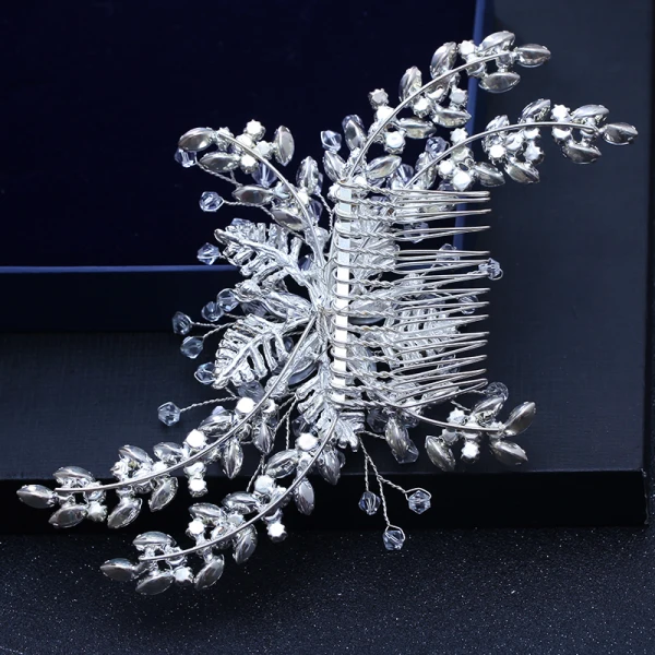Fine Sølv Bryllup Hodepynt 2018 Metall Krystall Rhinestone Tilbehør