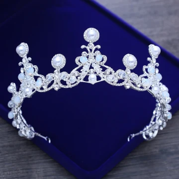 Luksusowe Srebrny Ślub Tiara 2018 Metal Kryształ Perła Rhinestone Akcesoria