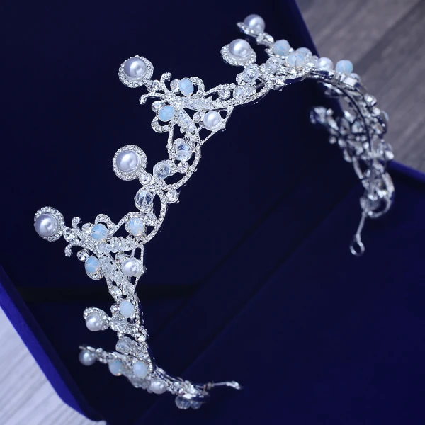 Luxury / Gorgeous Silver Wedding Tiara 2018 Metal Crystal Pearl Rhinestone Accessories