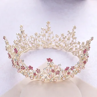 Luxury Gorgeous Gold Tiara 2018 Metal Pearl Rhinestone Wedding Accessories